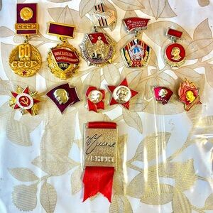 Soviet ERA communist VTG Badges Lot 12x USSR CPSU KPSS party Lenin medals  pins
